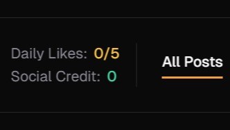 Daily likes and social credits interface